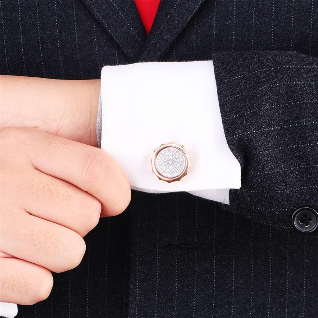 Silver Cufflinks for Men,Cuff Links Mens,Rose Gold European and American French Pattern Cufflinks Men's Shirt Enamel Cufflinks Cuff Nails