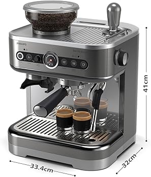 Cafetera espresso semiautomática Philips Barista Brew - Espresso simple y doble + Botón Americano, recipiente de 250 g de café en grano, guía intuitiva, prensado calibrado, acero Inox (PSA3218/01)1