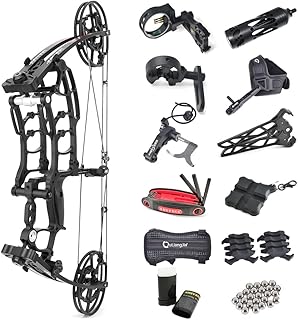 ZSHJGJR Compound Bow Dual-use for Arrows and Steel Ball, Hunting Catapult Bows, Limb Made in USA, 40-65lbs Adjustable, Short-Axis Compound Bow,for Archery Outdoor Hunting Target Shooting (Bow Set)