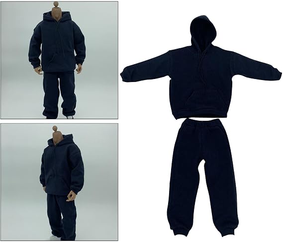 Stylish 2x 1/6 Sweatshirt Trousers Outfit for Enterbay DID JO 12 Action Figure GRB91, Navy, 12in.