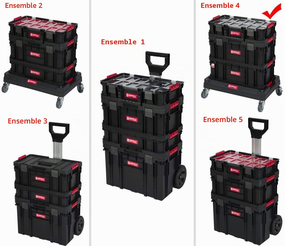 Qbrick System Chariot à outils XL avec de nombreux accessoires Dimensions (l x p x h) : 53 x 38 x 98 cm