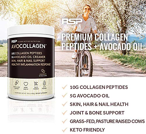 RSP AvoCollagen - Proteína de Colágeno em Pó Mais Gorduras Saudáveis. Peptídeos de Colágeno Alimenta