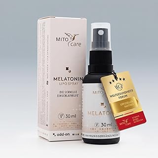 MITOcare Melatonin Spray - Einschlafspray hochdosiert 1mg Tagesdosis - natürliche Einschlafhilfe - fruchtiger Orangengeschmack - vegan & ohne Zusatzstoffe- 214 Sprühstöße - Produziert in Deutschland