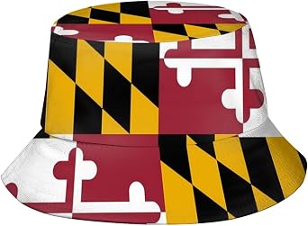 Cute Maryland Flag Bucket Hats Fashion Sun Cap Packable Outdoor Maryland Boonie Cap for Unisex Women Men