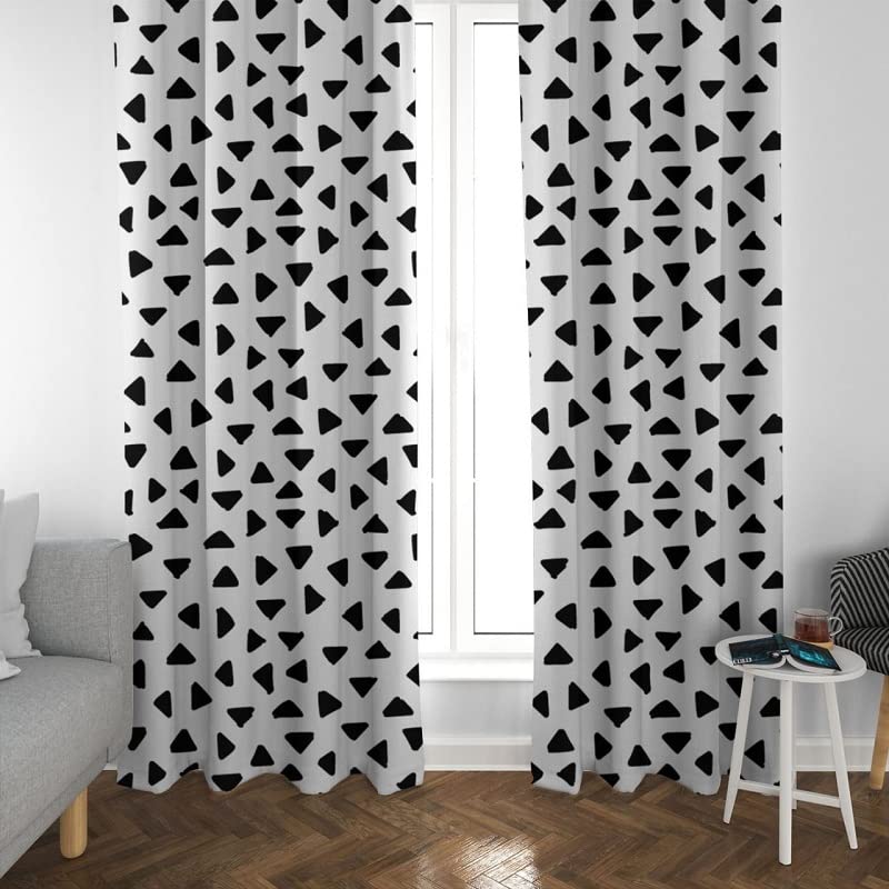 DHEBA FASHION 3D Triangles Digital Printed Polyester Fabric Curtains for Bed Room, Living Room Kids Room Color Black Window/Door/Long Door (D.N.36) (4 x 9 Feet (Size: 48 x 108 Inch) Long Door, 2)
