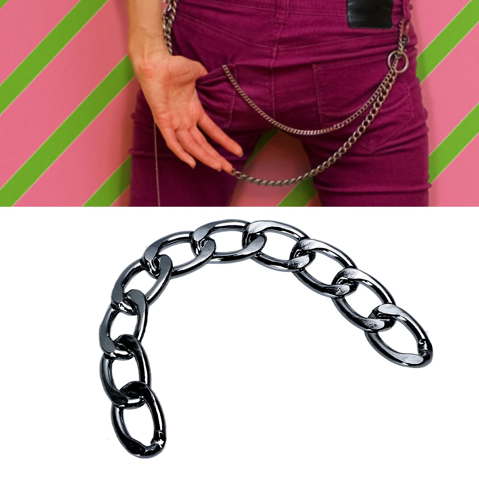 Cadena de monedero de 10 m, correa de cadena plana de metal, cadenas de bordillo, correa de cadena de monedero de aluminio, correa cruzada, accesorios para bolso, cadenas para la fabricación(Gris)