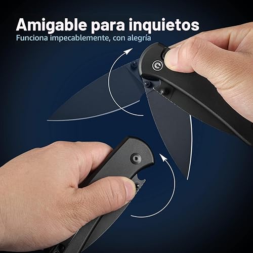 Miniatura 5 de CIVIVI Cuchillo Plegable de Bolsillo - Cuchillo con Bloqueo de Botón con Abridor de Pulgar para EDC, Hoja 14C28N de 2.98", Mango de Aluminio