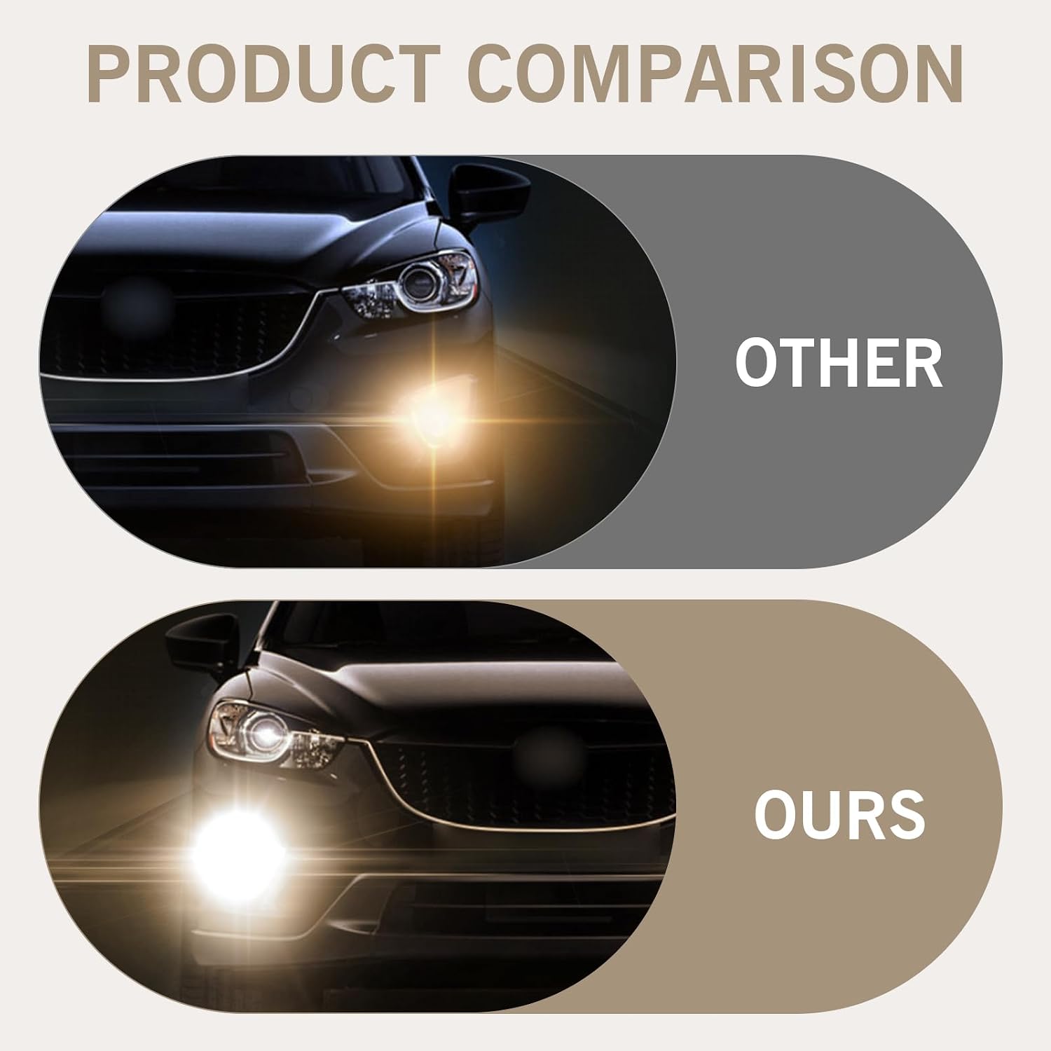 Downhill PSX24W Fog Light Bulbs,12V 24W 3500K Ultra-bright Shock-proof Quartz Glass Daytime Running Light, Plug and Play Multi-functional Cars Lighting Replacement (Warm white Light)