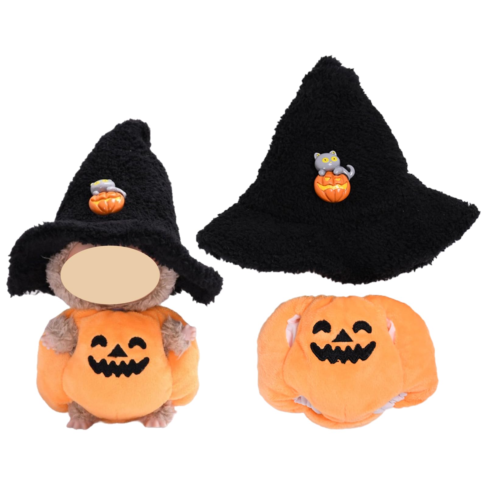 DAVBNM Doll Clothes, Stylish Clothes Doll Outfit Set, Halloween Pumpkin Plush Doll Set, Suitable For Stylish Accessories 15cm 17cm Doll
