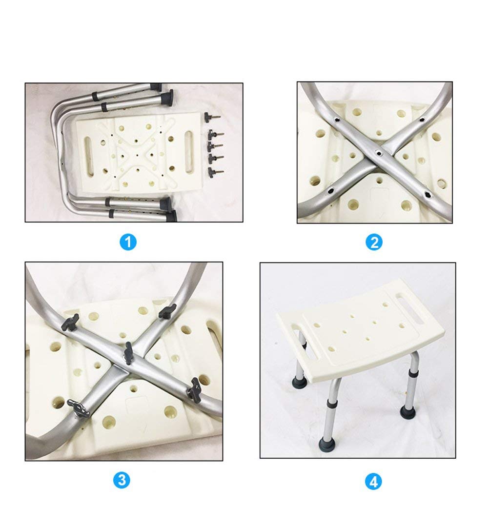 Silla de Ducha para bañera, Taburete de Ducha Silla de Banco de bañera Ligera con Asiento Antideslizante, Silla de Ducha médica Ajustable para Ancianos sin Respaldo