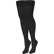 NuVein Medical Compression Stockings, 20-30 mmHg Support, Women & Men Thigh Length Hose, Closed Toe, Black, Medium