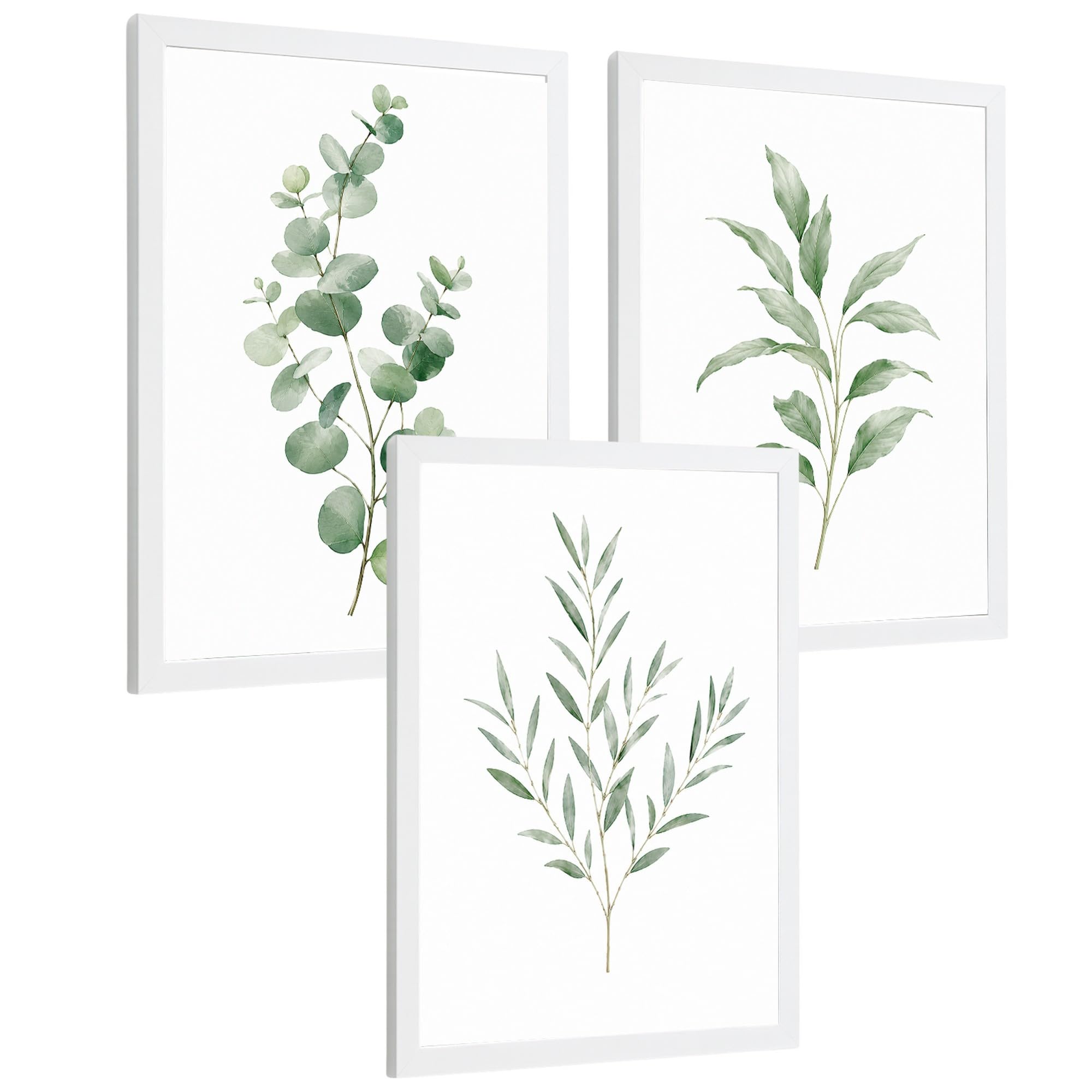 Botanical Posters with Eucalyptus and Sage Green Leaf Art