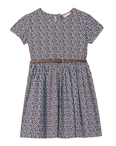 Image of Amazon Brand - Jam & Honey Girl's 100% Soft & Pure Cotton Comfortable and Stylish Printed Woven Dress with Short Sleeves and Belt - Perfect for Every Occasion