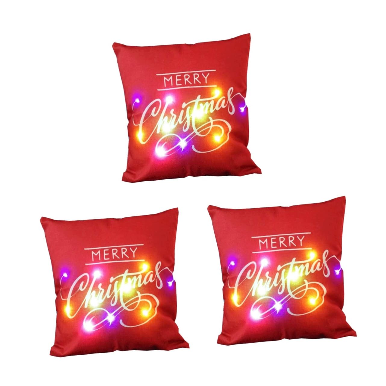 Housses de coussin de canapé Noël et taie d'oreiller carrée lumineuse