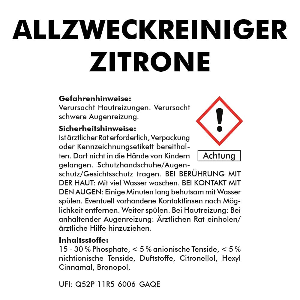 ABACUS® Fettlöser Zitrone Konzentrat, Zitronen Allzweckreiniger Konzentrat, Küchenreiniger, Kraftreiniger, Universalreiniger, Nikotinentferner – Fettlöser Zitrone Konzentrat 2x 1000 ml (7699.2)