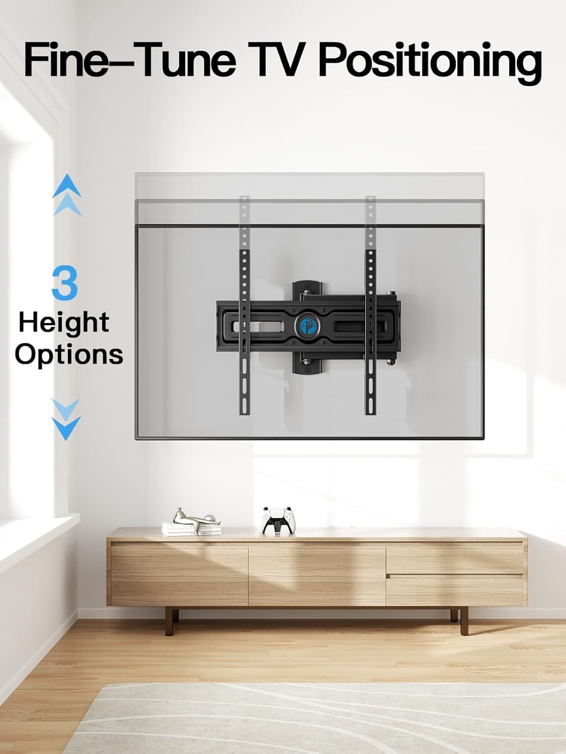 Pipishell Full Motion TV Wall Mount for Most 26-65 inch Flat & Curved TVs up to 77 lbs, Adjustable Bracket Height, Corner TV Mount with Single Articulating Arm, Max VESA 400x400mm, PIMF9