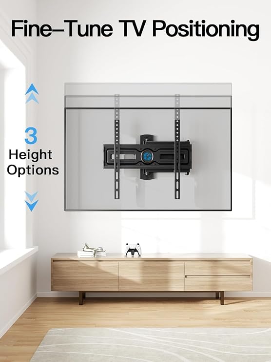 Pipishell Full Motion TV Wall Mount for Most 26-65 inch Flat & Curved TVs up to 88 lbs, Adjustable Bracket Height, Corner TV Mount with Single Articulating Arm, Max VESA 400x400mm, PIMF9