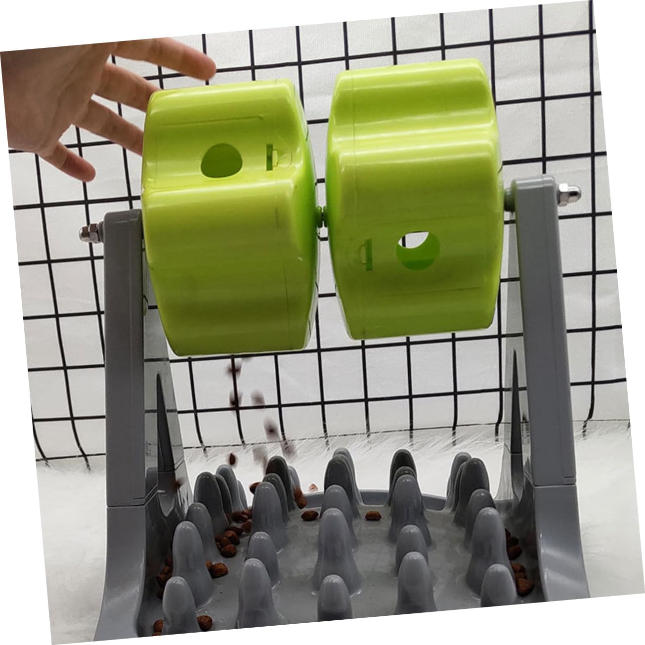 Toddmomy 1pièce Bol De Nourriture Automatique pour Chien Distributeur De Croquettes Jouet Entraînement Interactif pour Animaux Gris Vert