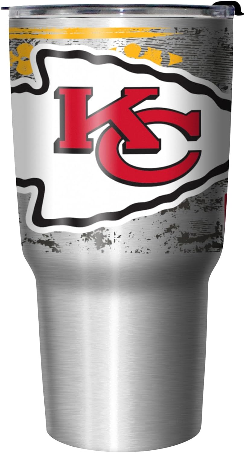 FOCO Kansas City Chiefs NFL Super Bowl LIX Chiefs Kingdom 27 oz Stainless Steel Tumbler - Silver