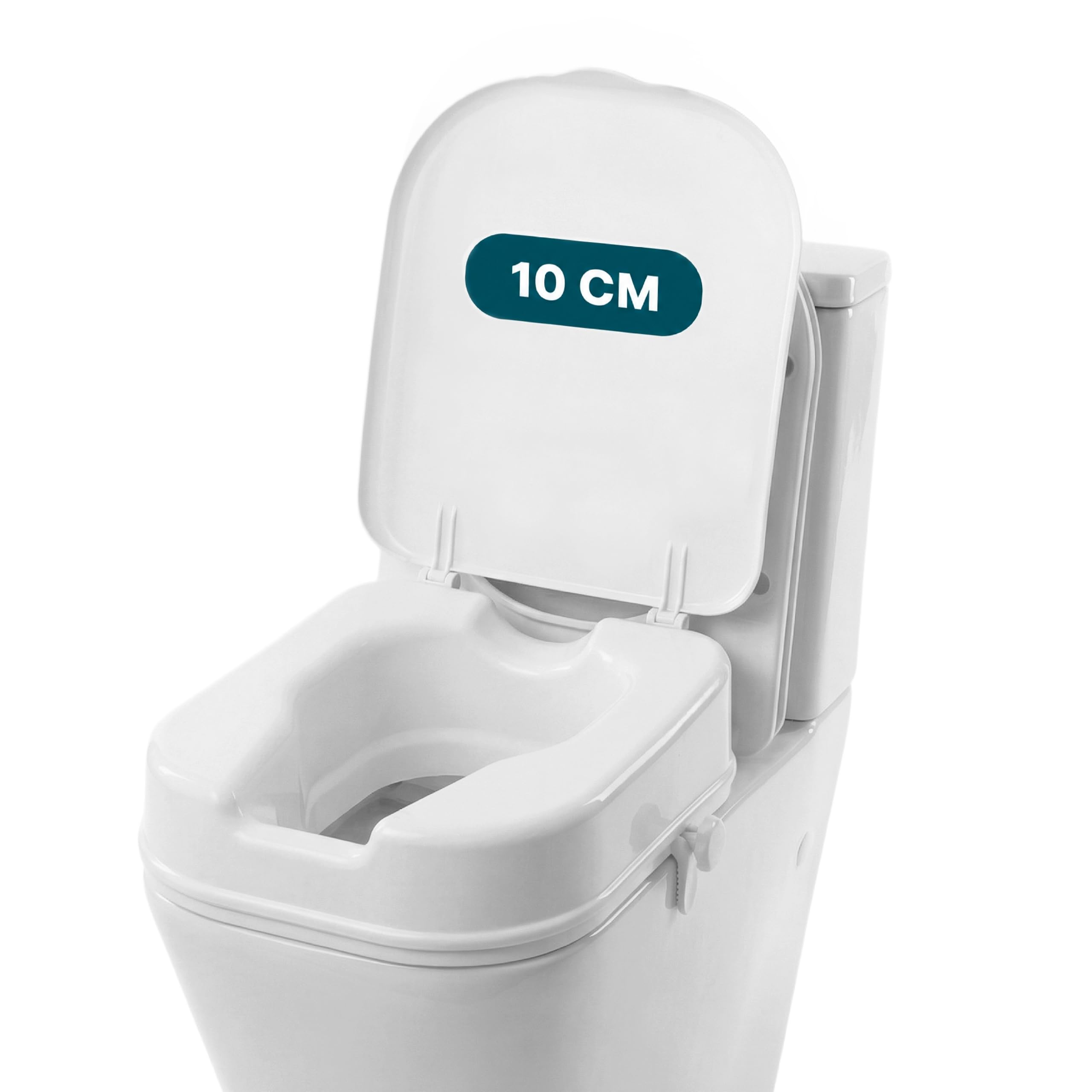 PEPE Mobility Toilettensitzerhöhung mit Deckel, Weiß (10 cm, Quadratische)
