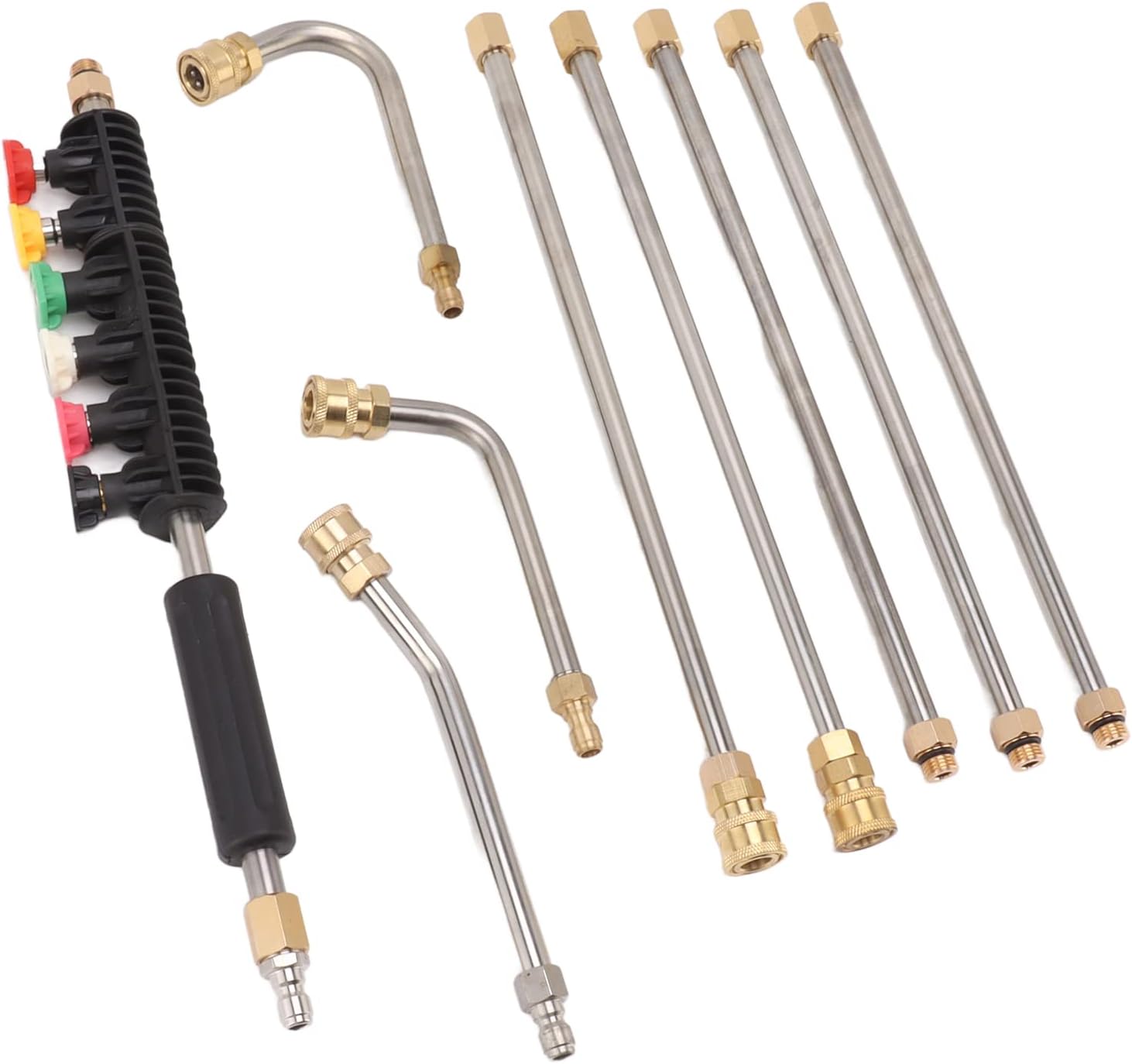 Pressure Washer Extension Wand Set, Premium Stainless Steel Rods with Adjustable Spray Nozzles for Outdoor and HardtoReach Areas