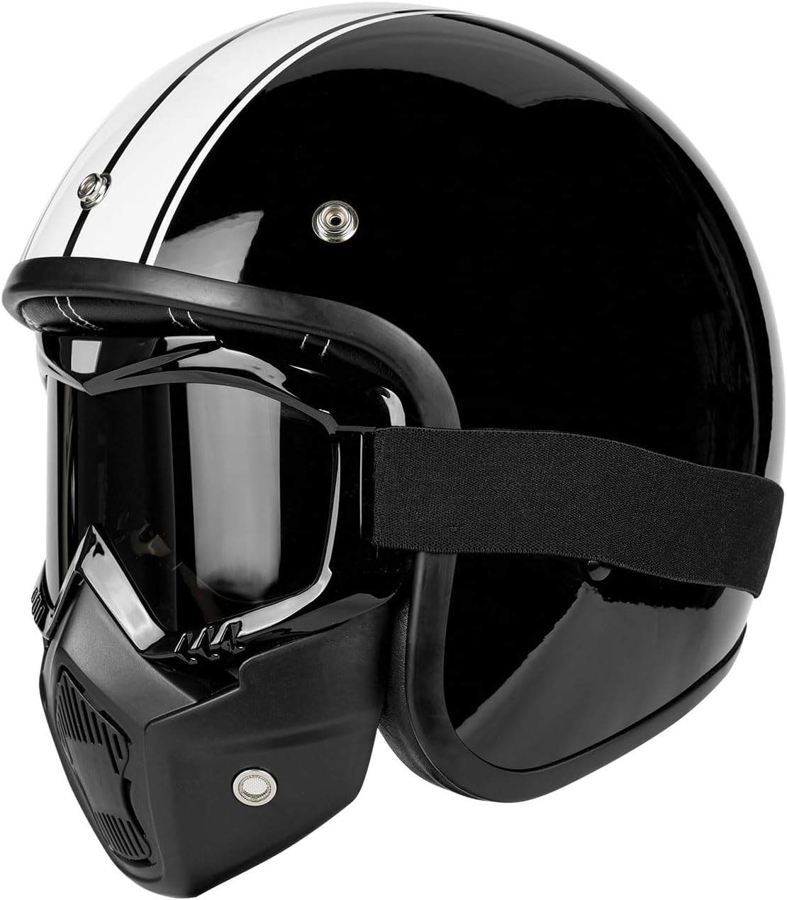 Retro 3/4 Open Face Helmet ,Vintage Style Motorcycle Helmets for Men Women,Motocross Helmet with Goggles mask DOT Approved