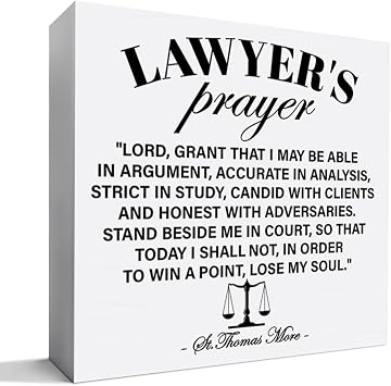 Lawyer Gifts for Women Men, Lawyer Attorney Birthday Christmas Day Gifts Law School Student Graduation Gifts, Lawyers Prayer, Law Home Office Desk Decor Wooden Box Sign
