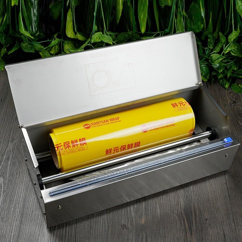 Dispensador de Film Alimentario de Acero Inoxidable, Dispensador Manual de Film Alimentario con Cuchilla Deslizante, Máquina Grande para Envolver con Film Estirable, Dispensador de Film