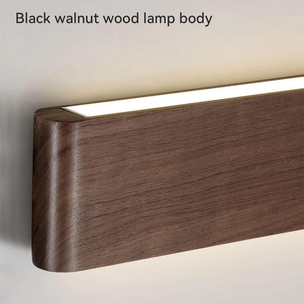 Applique Murale linéaire en Bois de Noyer Noir avec éclairage LED Ascendant/Descendant, Abat-Jour en Acrylique, veilleuse pour Chambre, Salon, Couloir ou escalier (40 cm/15,7 Pouce