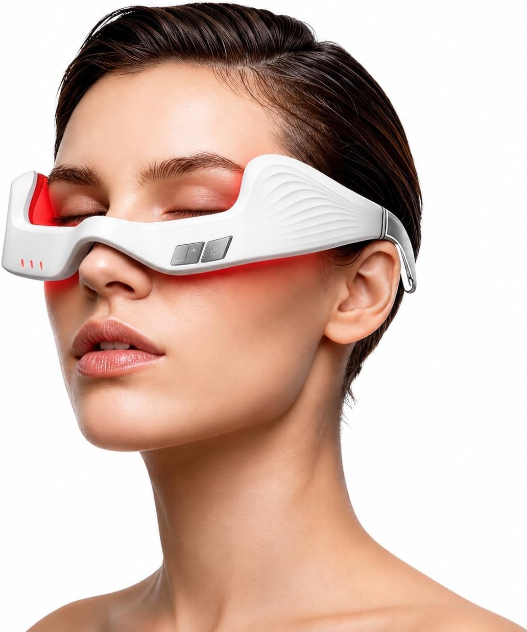 Red Light Therapy Eye Massager for Puffy Eyes & Wrinkles, Rechargeable Care Device, Under Eye Red Light Therapy Device for Dark Circles, Eye Bags & Puffiness periorbital(White)