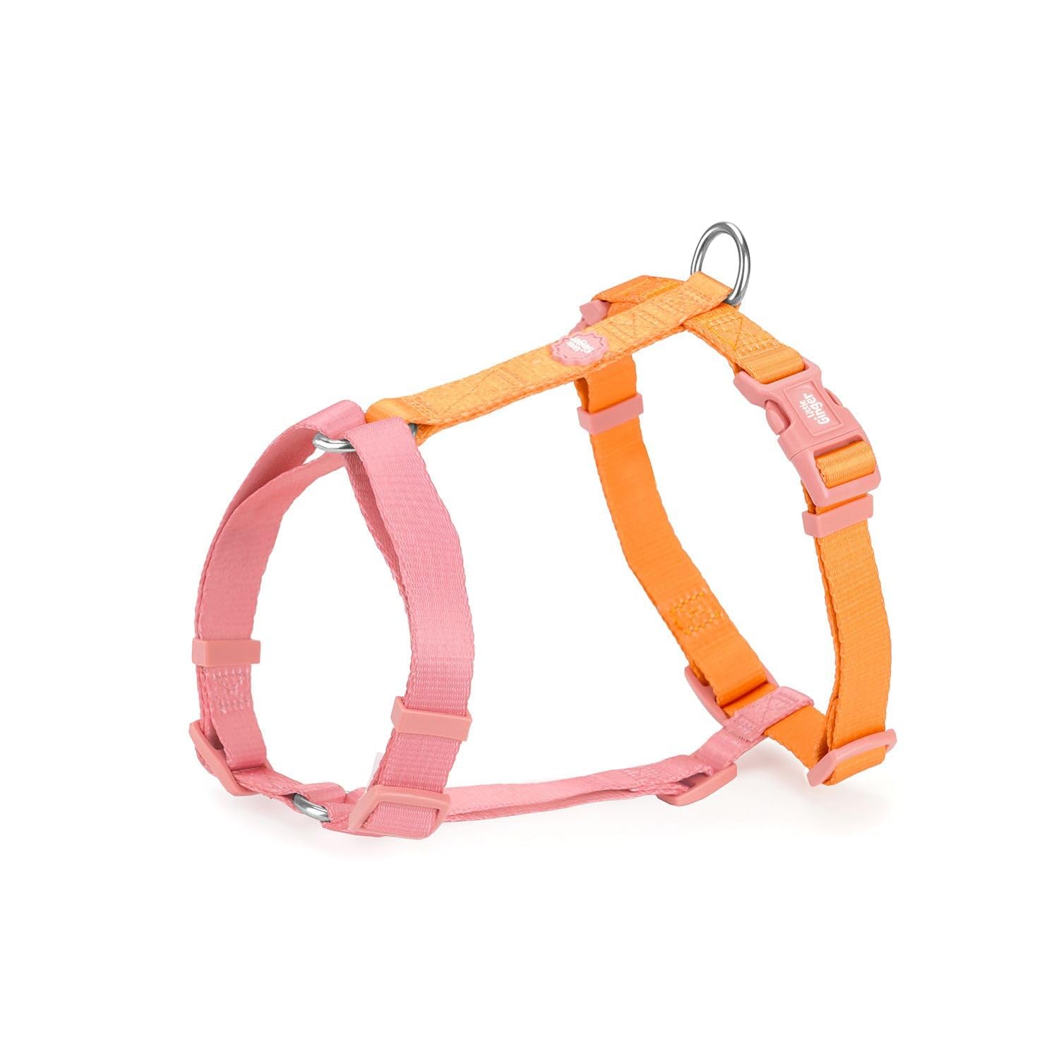 Little Ginger Compact Lightweight Harness | Adjustable Dog Harness | Stain & Water Repellent |XS, Suitable for Tiny & Small Breeds | Tutti-Fruity Pink & Orange