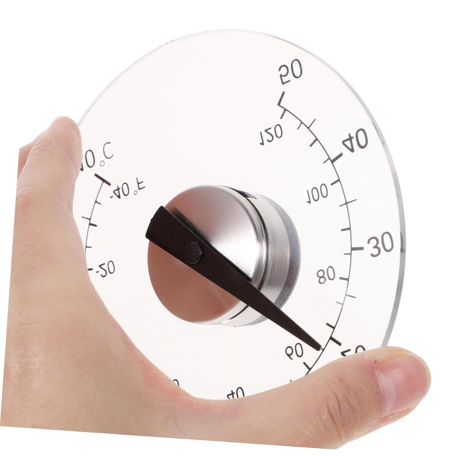 Outdoor Thermometer Round 4.3 Inch Waterproof Acrylic Window Dial | Indoor Outdoor Use, Rain Proof Double Sided Adhesive, Accurate Temperature Measurement, Self Adhesive Acrylic