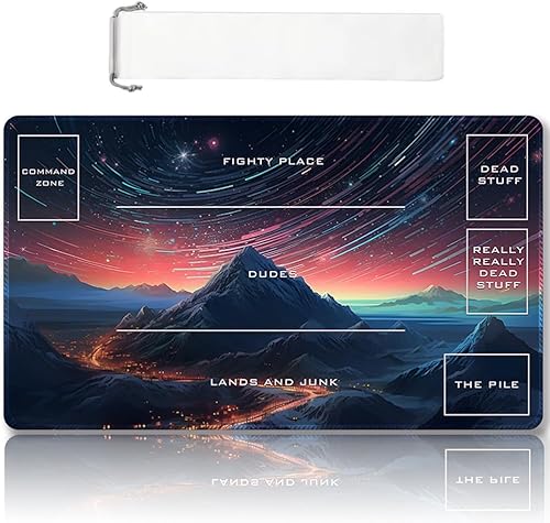 Miniatura 45 de Tapete de juego MTG cosido de alta calidad con zonas y respaldo de goma antideslizante, tapete de juego TCG para MTG y otros juegos de cartas, Dkt