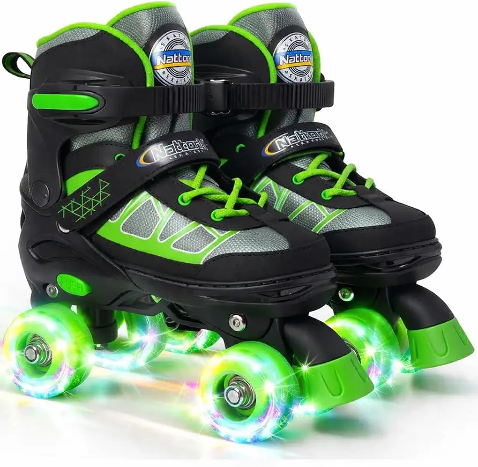 Nattork Patins para crianças, meninos, meninas, patins ajustáveis de 4 tamanhos com rodas iluminadas para crianças iniciantes para uso ao ar livre e interno