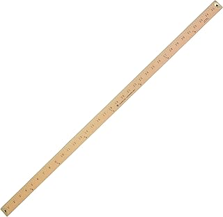 Charles Leonard Metal Edged Yardstick Ruler, Inches and 1/8 Yard Measurements, Natural Wood, 36 Inches (77565)