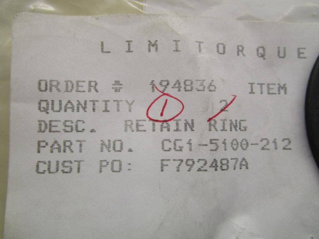 CG1-5100-212 Retaining Ring (Pack of 5)