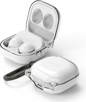 Ringke Hinge [No More Discoloration] Compatible with Samsung Galaxy Buds 2 Pro Case, Buds 2, Buds Pro, Buds Live and Galaxy Buds FE, Sturdy Solid Transparent Cover - Clear