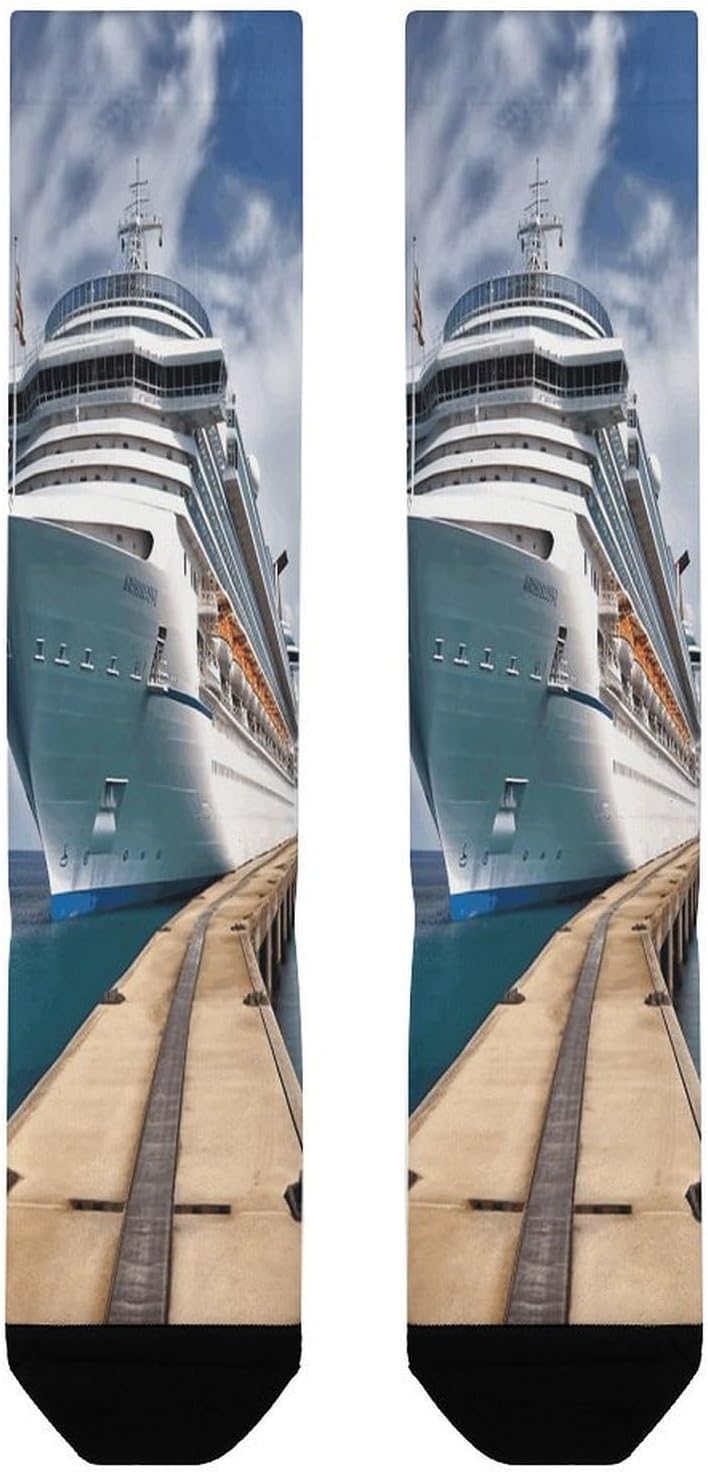 Cruise Ship Mid-Calf Socks Women Warm Knee High Socks Cozy Hiking Skiing Soft Boot Mid Calf Stocking Unisex