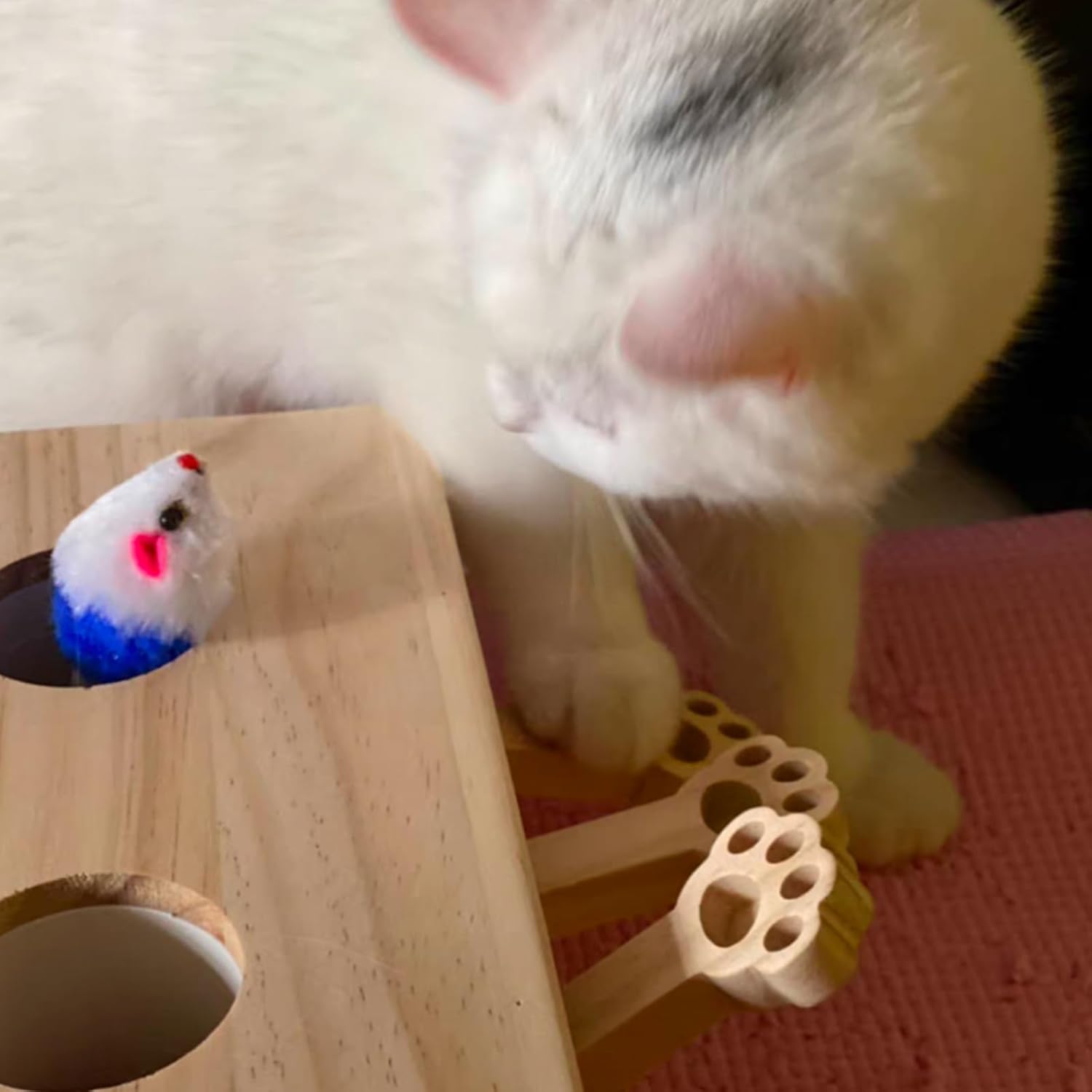Handmade Cat Box Toy,Wooden Cat Toys Maze Puzzle Box Teaser Peek 2025 New Interactive Cat Enrichment Toys,Fun Kitten Whack a Mice Games (A)