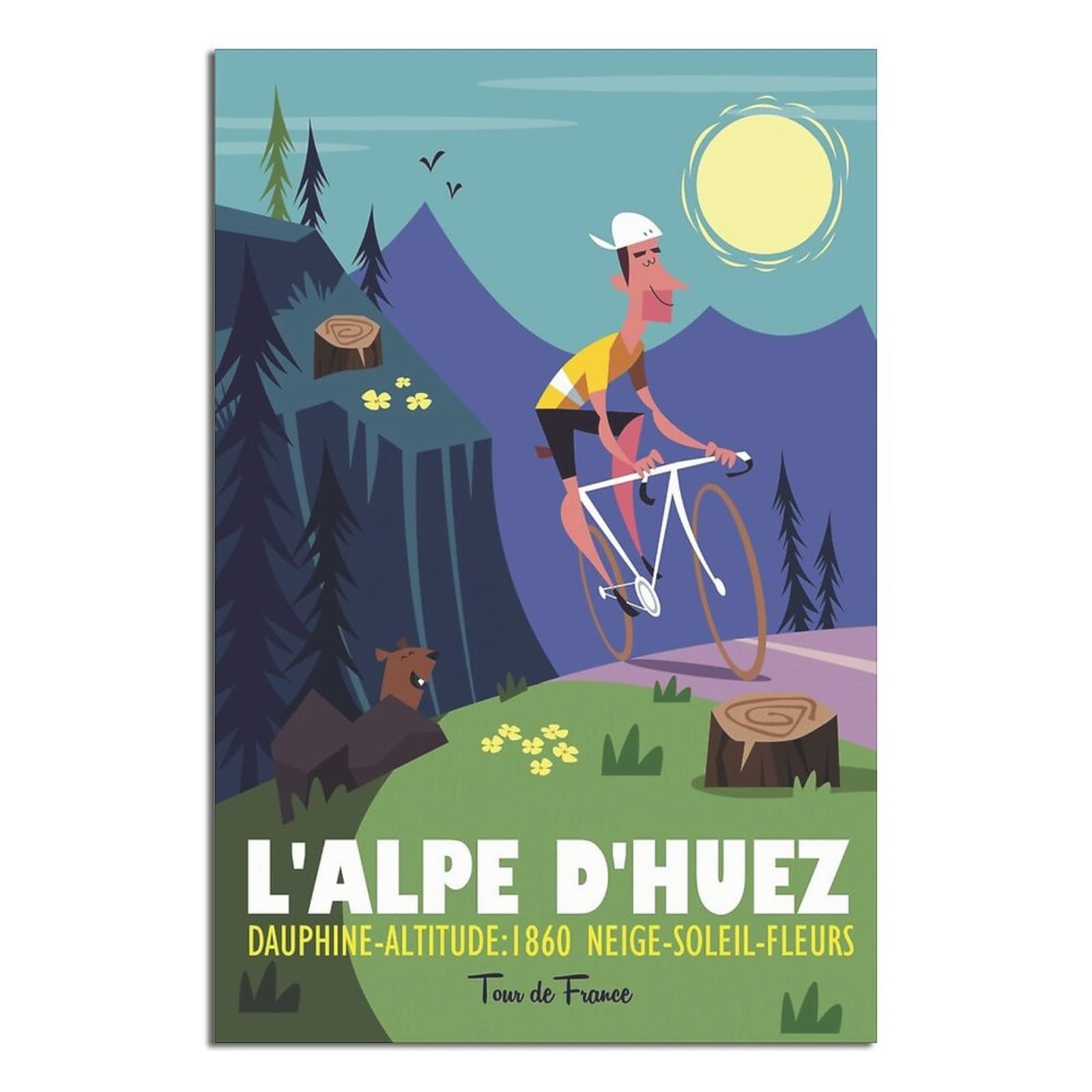 NMNM Alpe D'Huez France Cycling Vintage Travel Poster Canvas Art Wall Decor Poster Picture Print Painting Posters Gift 24x36inchs(60x90cm)