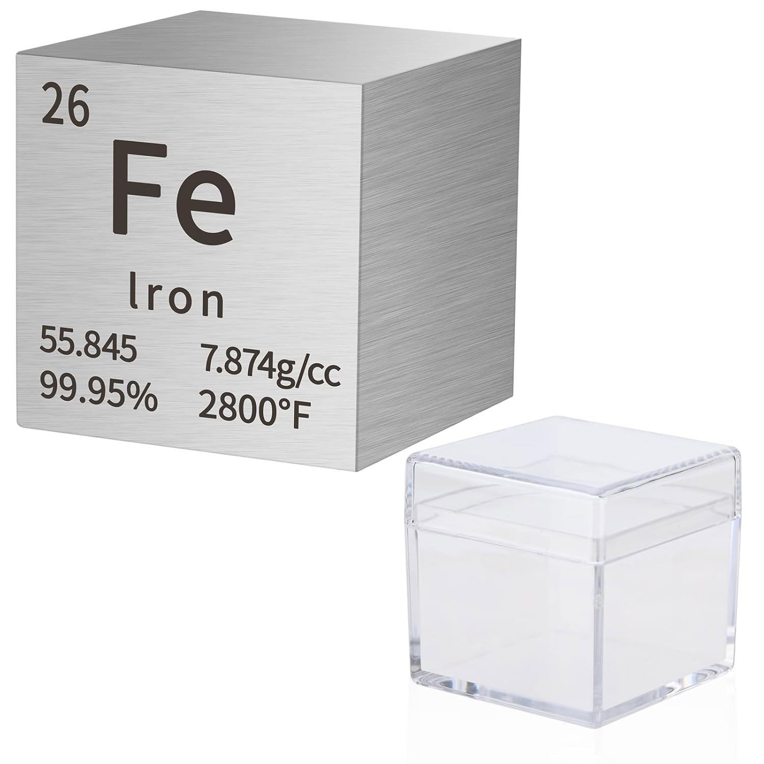 Iron Cube Metal Density Cubes Pure Metal High Density Element Cube for Element Collections Lab Experiment Material Hobbies DIY Teacher Science Creative Gift (Fe 1inch)