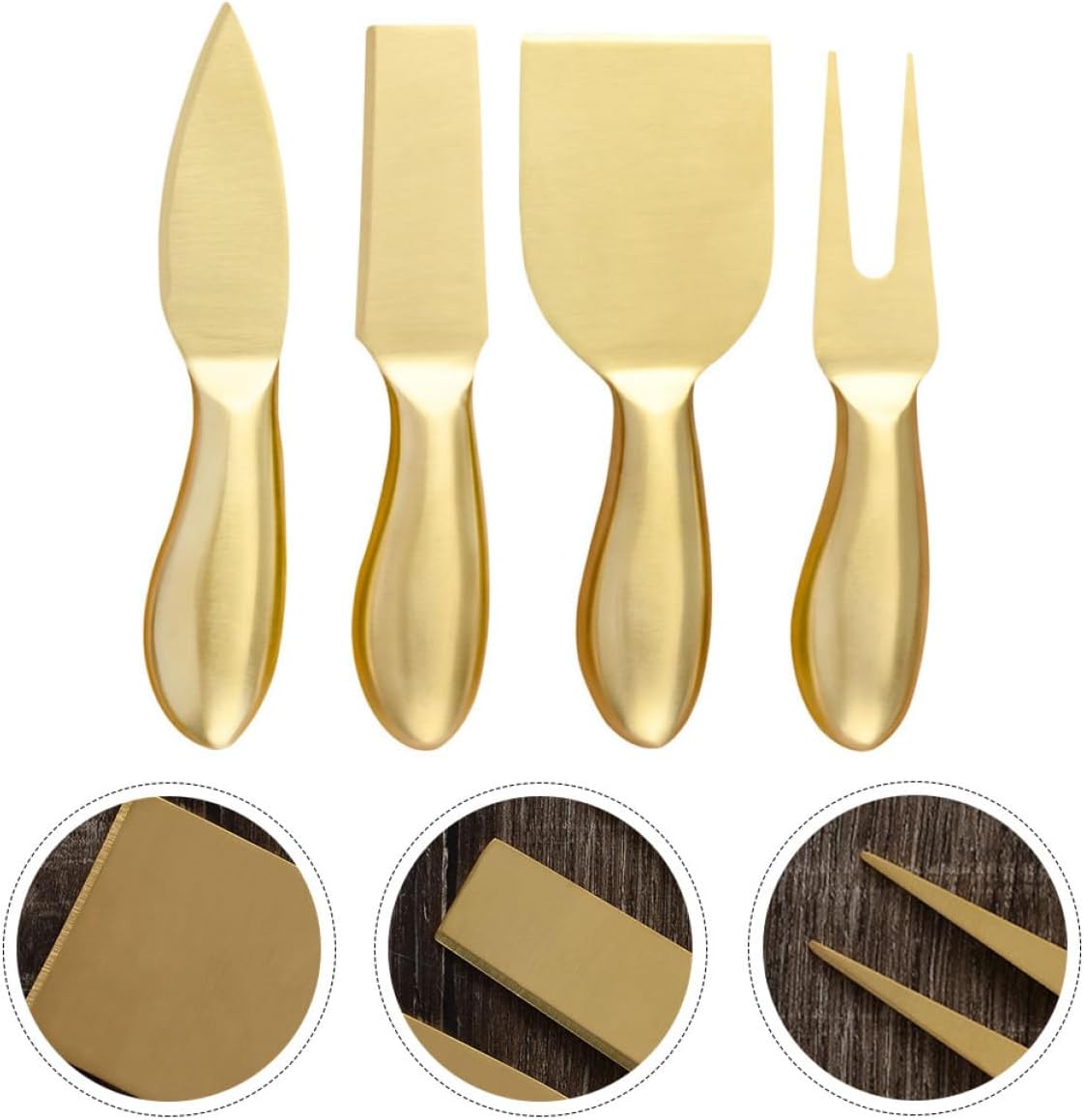 TIDTALEO Gold Stainless Steel Cheese Knife and Butter Cutter Set, Food Grade Kitchen Utensils for Cheese Board, Pizza, and Cooking Tools, for Entertaining and Home Use