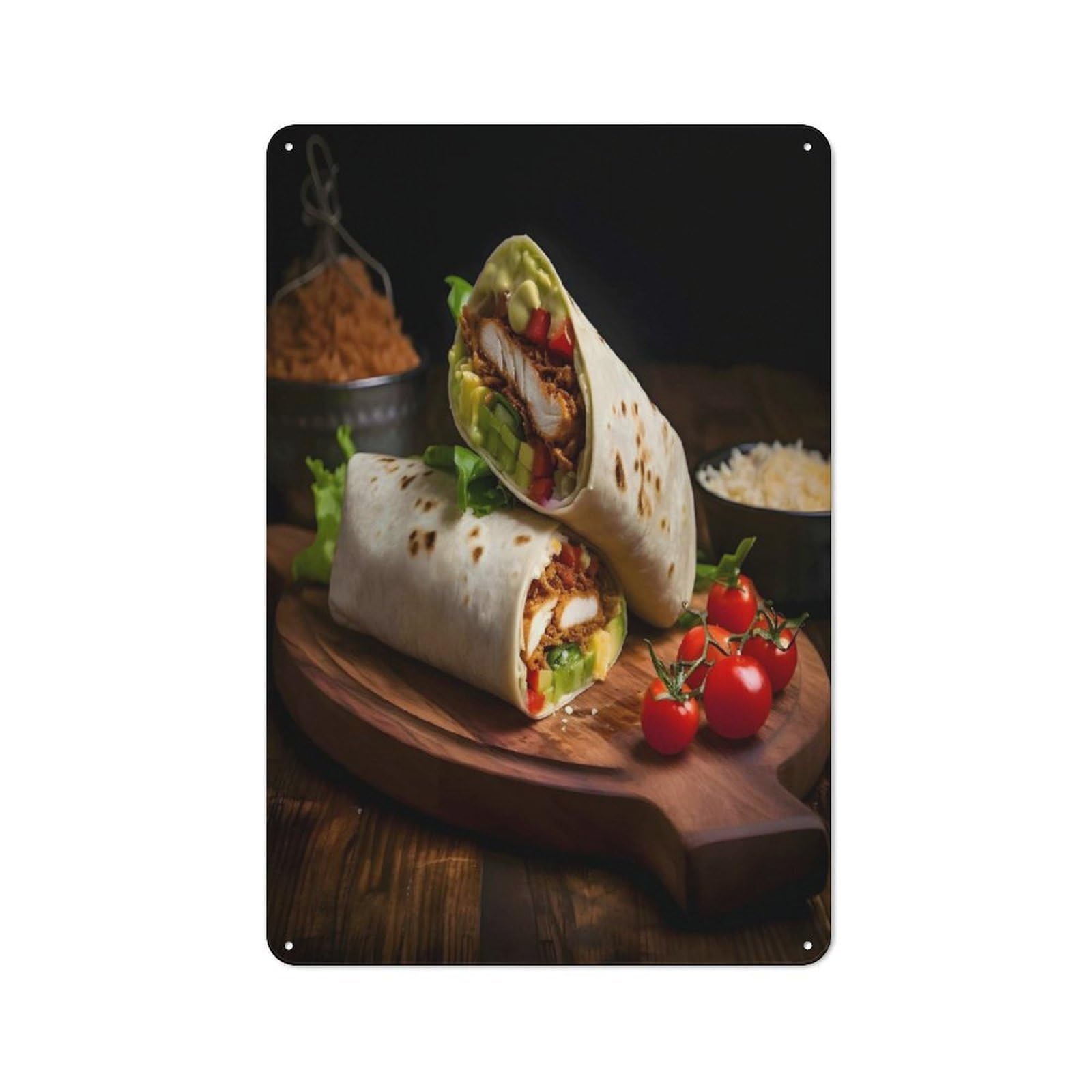 Tortilla Retro-style Tin Wall Plaque 30x20cm for Living Room Wall, A Metal Wall Feature for Living Rooms And Feature Walls