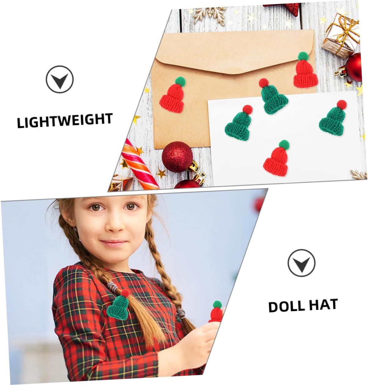 100pcs Mini Xmas Doll Hats Woolen Yarn Craft Decorations