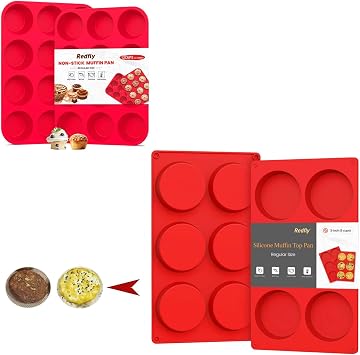 Redfly 2.75 Inch & 3 Inch Silicone Muffin Pan Sets, Make Egg Bites, Muffin pan, Tarts, Slider Burgers