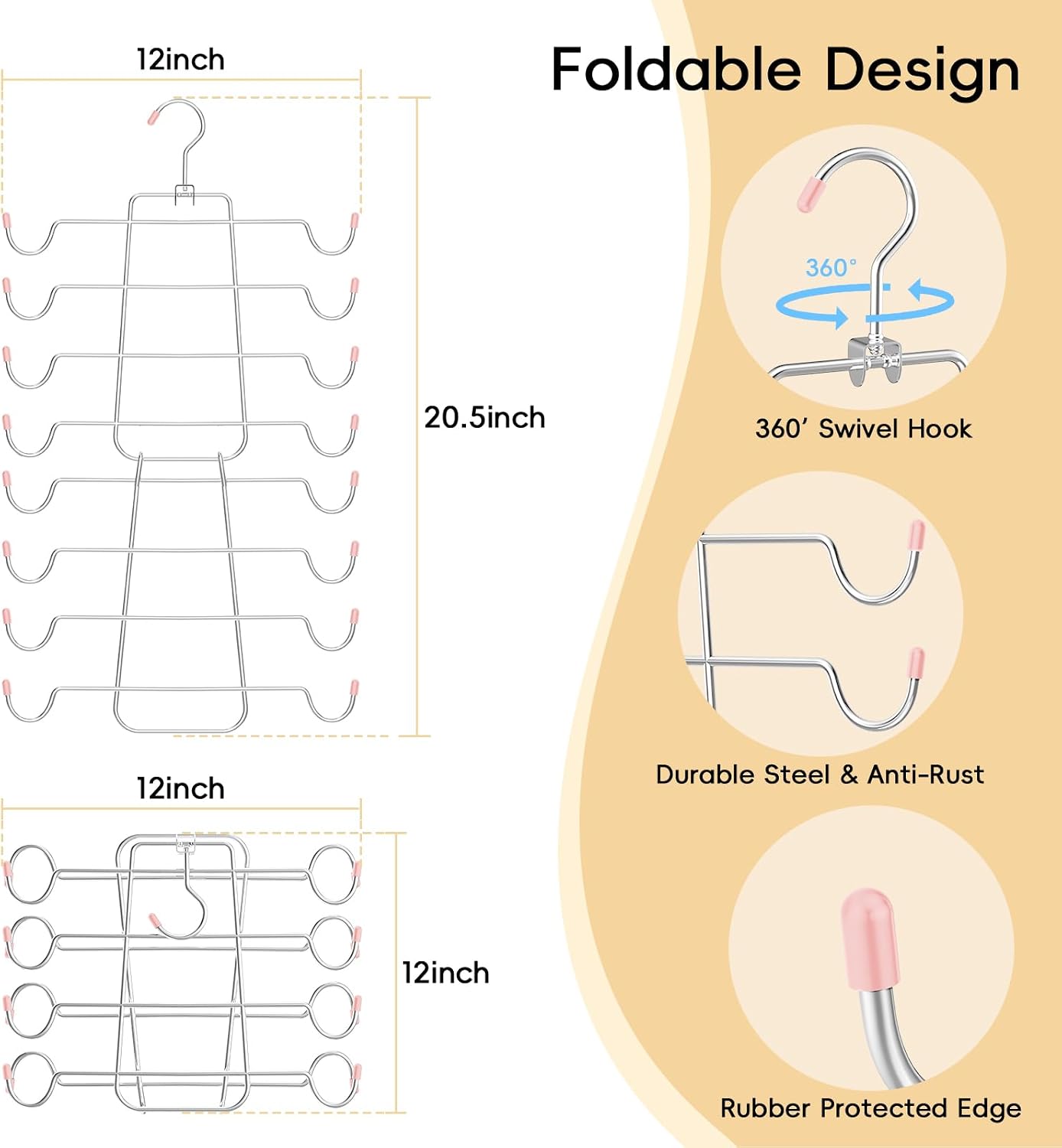 TomCare 4 Pack Space Saving Hangers, Tank Top and Leggings Organizers image 3