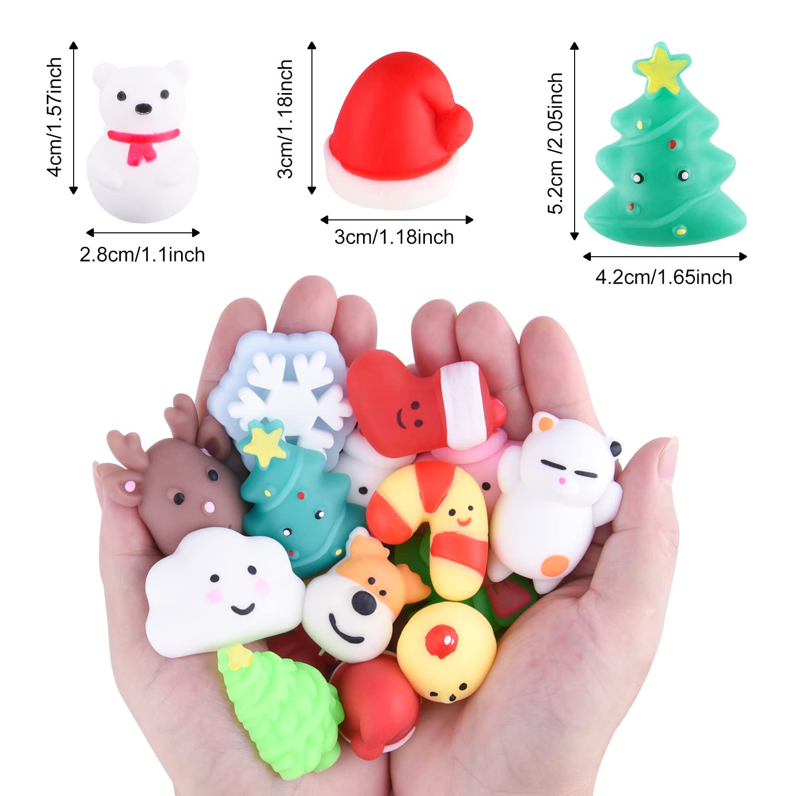 40 Piezas Squishy Navideños PLULON - Animales Blandos Para Relleno Bolsas Fiesta - Árbol, Santa, Muñeco Nieve