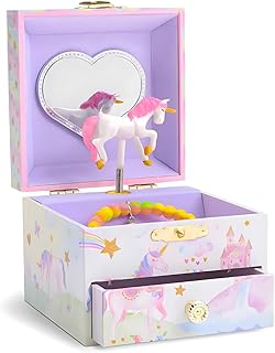Jewelkeeper Jewelry Box for Girls with 1 Drawer - Unicorn Musical Jewelry Boxes, Beautiful Dreamer Tune, Spinning Unicorn Doll, Little Girl Music Box, Gifts for 5 Year Old Girls, Engineered Wood