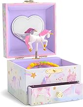 Jewelkeeper Jewelry Box for Girls with 1 Drawer - Unicorn Musical Jewelry Boxes, Beautiful Dreamer Tune, Spinning Unicorn Doll, Little Girl Music Box, Gifts for 5 Year Old Girls, Engineered Wood