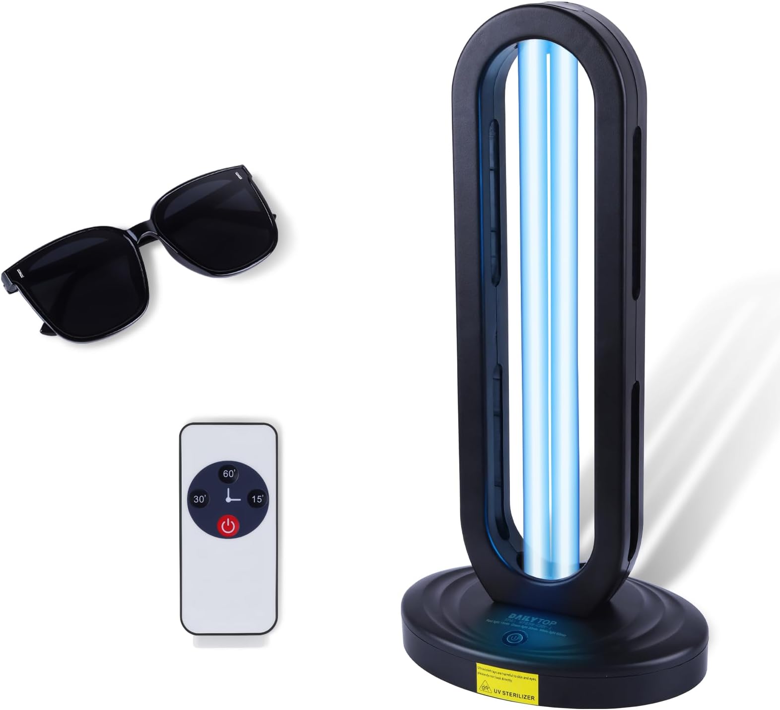 UV Light Sanitizer,UVC Light Sanitizer for Room,Ultraviolet Light with 3- Speed Timing and Remote Control,38W UV Lamp for Home,Kitchen, Baby Room,Office (Black)